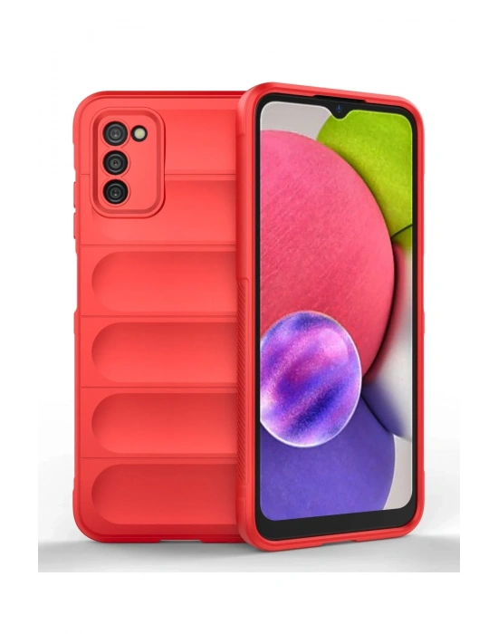 Newface Samsung Galaxy A03S Kılıf Optimum Silikon - Kırmızı