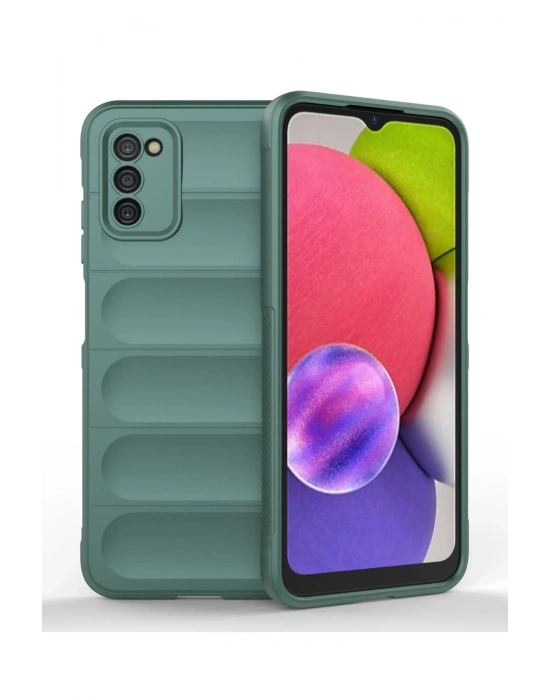 Newface Samsung Galaxy A03S Kılıf Optimum Silikon - Koyu Yeşil