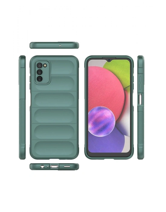 Newface Samsung Galaxy A03S Kılıf Optimum Silikon - Koyu Yeşil