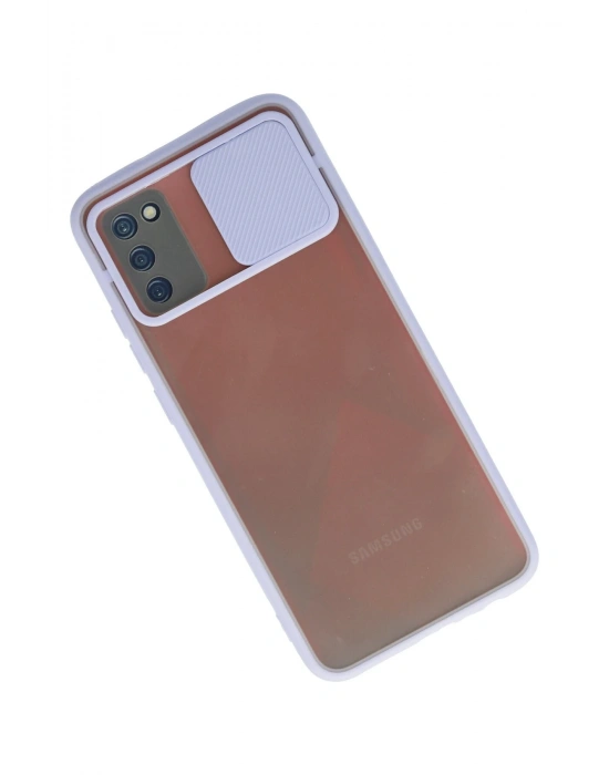 Newface Samsung Galaxy A03S Kılıf Palm Buzlu Kamera Sürgülü Silikon - Lila