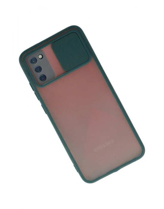 Newface Samsung Galaxy A03S Kılıf Palm Buzlu Kamera Sürgülü Silikon - Yeşil