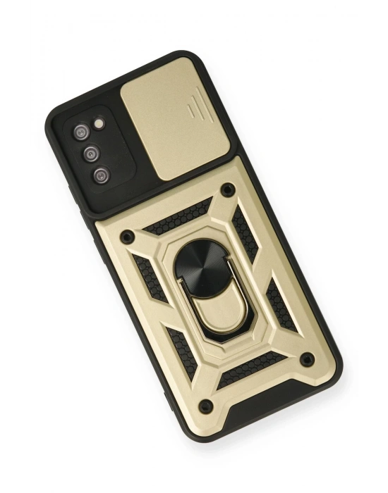 Newface Samsung Galaxy A03S Kılıf Pars Lens Yüzüklü Silikon - Gold