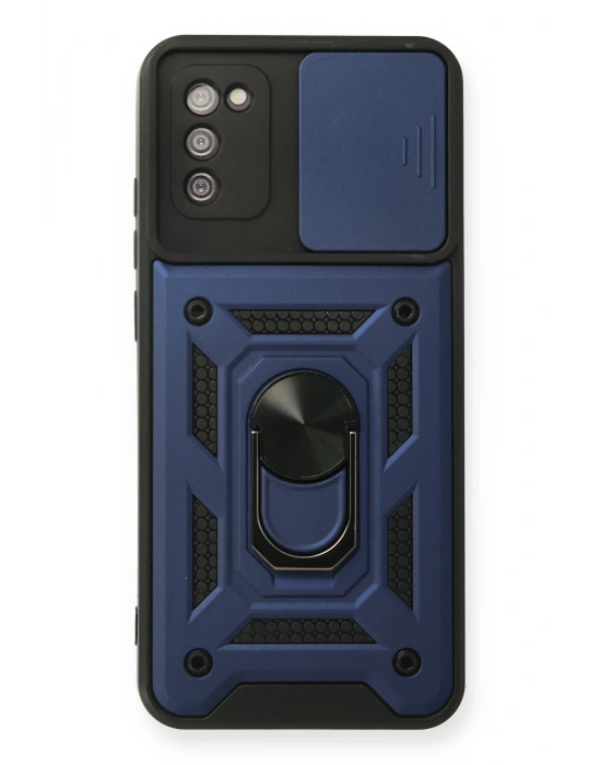 Newface Samsung Galaxy A03S Kılıf Pars Lens Yüzüklü Silikon - Lacivert