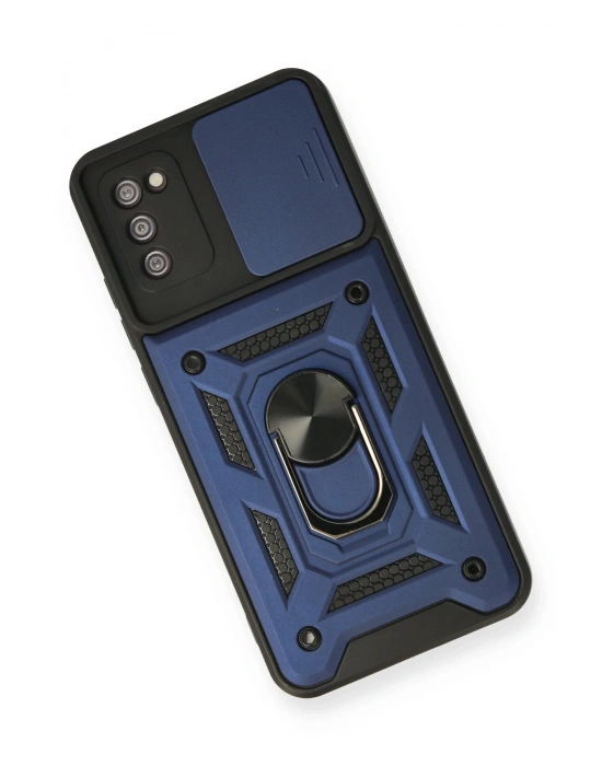 Newface Samsung Galaxy A03S Kılıf Pars Lens Yüzüklü Silikon - Lacivert