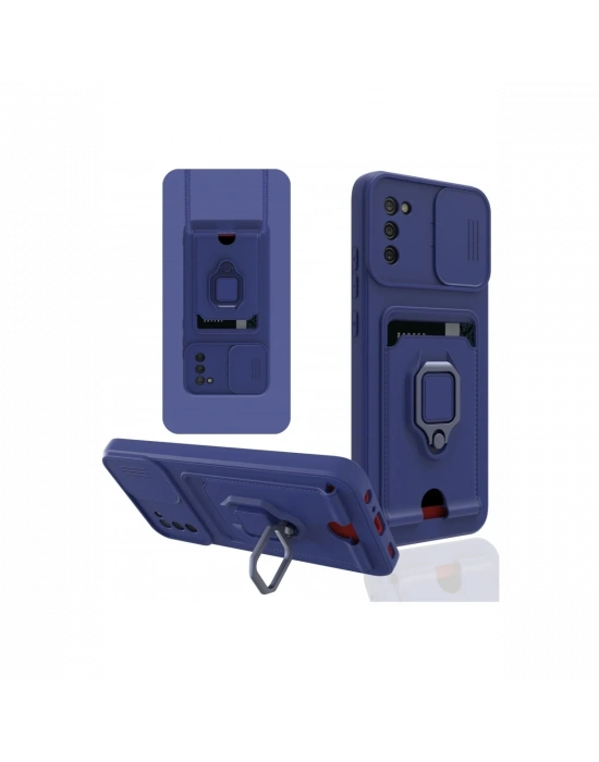 Newface Samsung Galaxy A03S Kılıf Zuma Kartvizitli Yüzüklü Silikon - Lacivert