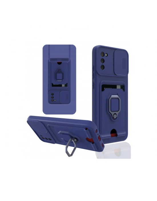 Newface Samsung Galaxy A03S Kılıf Zuma Kartvizitli Yüzüklü Silikon - Lacivert