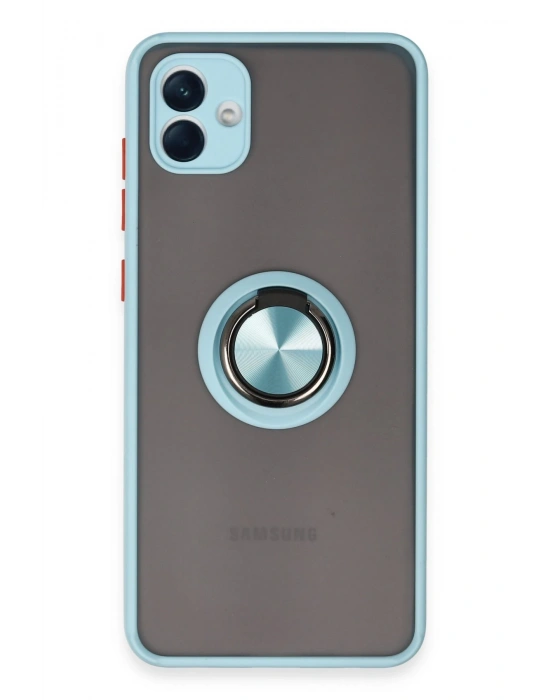 Newface Samsung Galaxy A04 Kılıf Montreal Yüzüklü Silikon Kapak - Buz Mavi