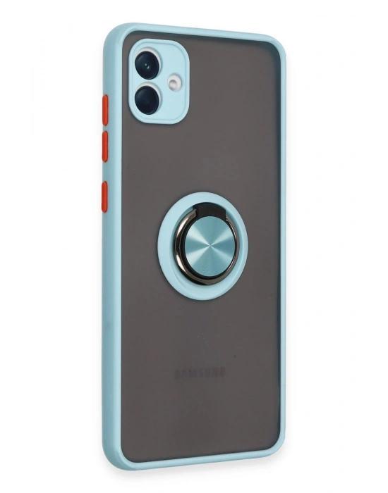 Newface Samsung Galaxy A04 Kılıf Montreal Yüzüklü Silikon Kapak - Buz Mavi