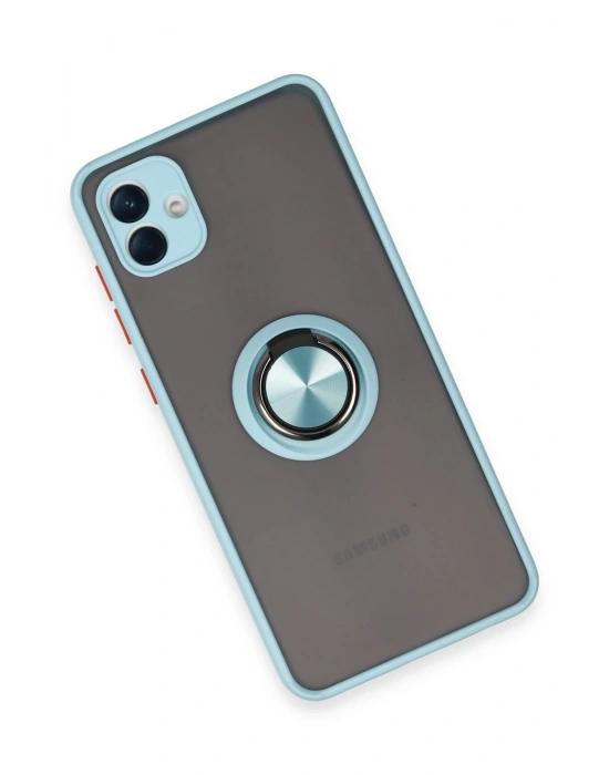 Newface Samsung Galaxy A04 Kılıf Montreal Yüzüklü Silikon Kapak - Buz Mavi