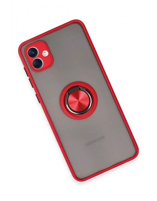 Newface Samsung Galaxy A04 Kılıf Montreal Yüzüklü Silikon Kapak - Kırmızı