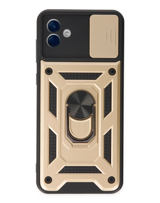 Newface Samsung Galaxy A04 Kılıf Pars Lens Yüzüklü Silikon - Gold