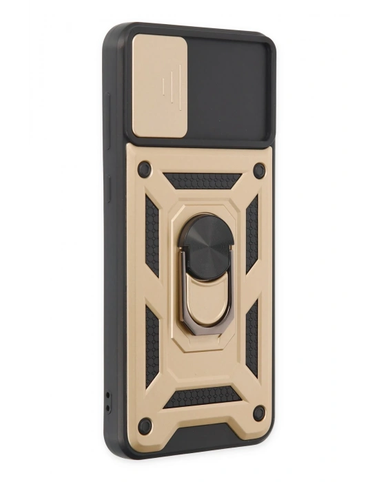 Newface Samsung Galaxy A04 Kılıf Pars Lens Yüzüklü Silikon - Gold