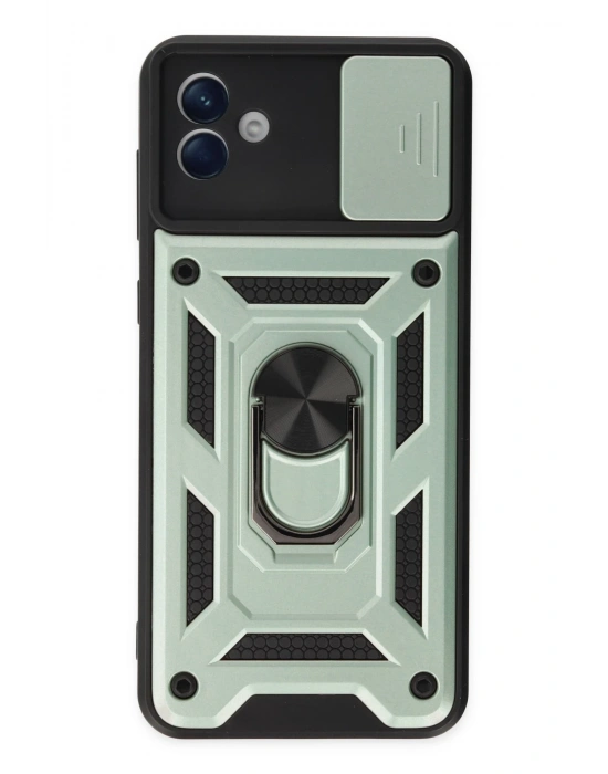 Newface Samsung Galaxy A04 Kılıf Pars Lens Yüzüklü Silikon - Yeşil