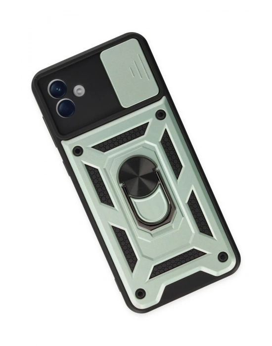 Newface Samsung Galaxy A04 Kılıf Pars Lens Yüzüklü Silikon - Yeşil