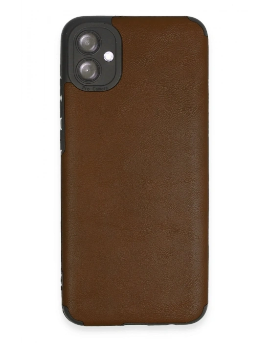 Newface Samsung Galaxy A04E Kılıf Loop Deri Silikon - Kahverengi