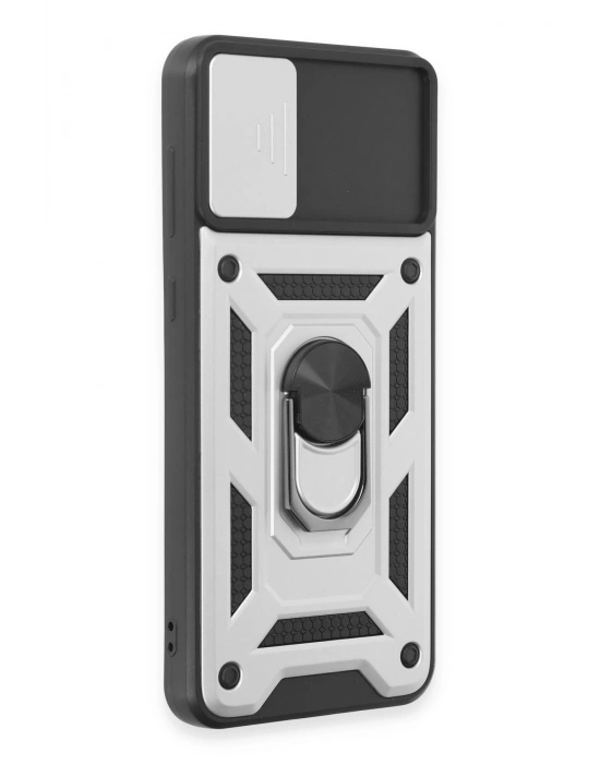 Newface Samsung Galaxy A04E Kılıf Pars Lens Yüzüklü Silikon - Gümüş