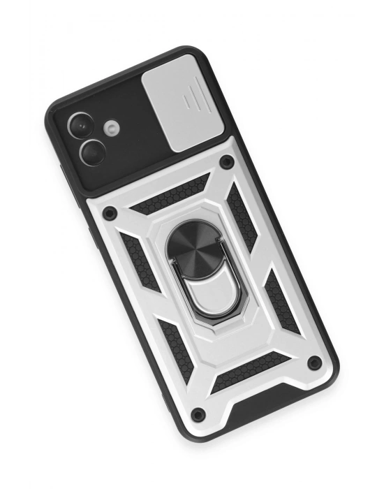 Newface Samsung Galaxy A04E Kılıf Pars Lens Yüzüklü Silikon - Gümüş