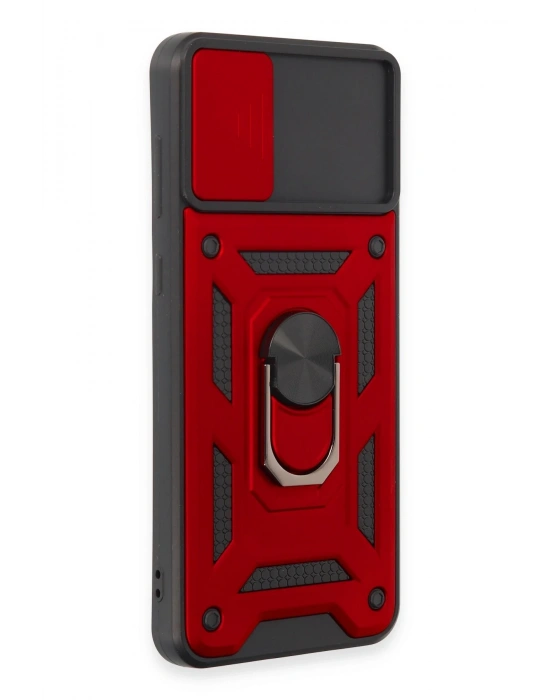 Newface Samsung Galaxy A04E Kılıf Pars Lens Yüzüklü Silikon - Kırmızı