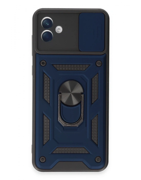 Newface Samsung Galaxy A04E Kılıf Pars Lens Yüzüklü Silikon - Lacivert