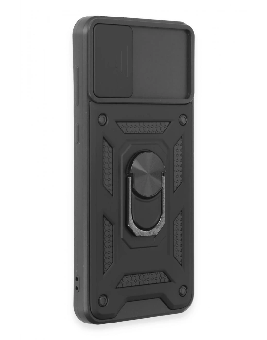 Newface Samsung Galaxy A04E Kılıf Pars Lens Yüzüklü Silikon - Siyah