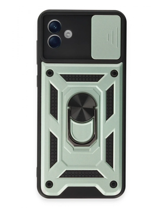 Newface Samsung Galaxy A04E Kılıf Pars Lens Yüzüklü Silikon - Yeşil