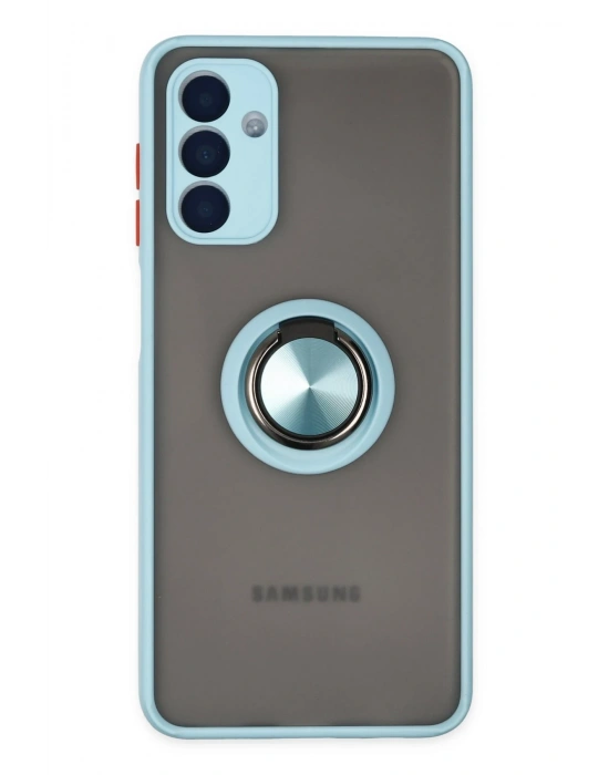 Newface Samsung Galaxy A04S Kılıf Montreal Yüzüklü Silikon Kapak - Buz Mavi