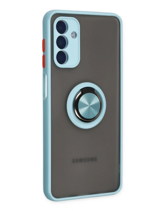 Newface Samsung Galaxy A04S Kılıf Montreal Yüzüklü Silikon Kapak - Buz Mavi