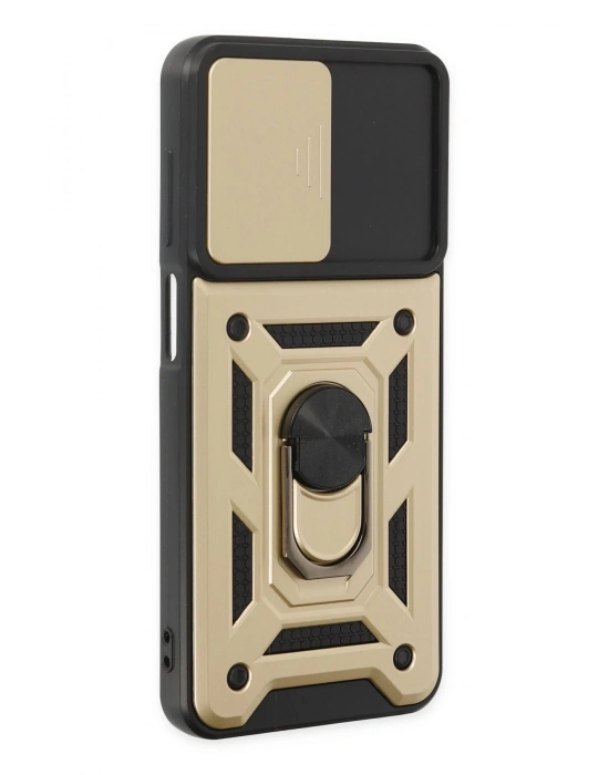 Newface Samsung Galaxy A04S Kılıf Pars Lens Yüzüklü Silikon - Gold