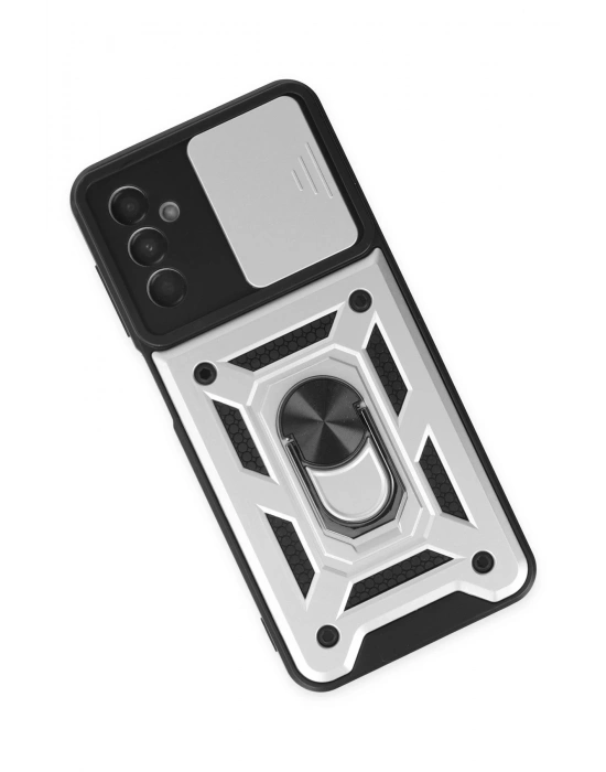 Newface Samsung Galaxy A04S Kılıf Pars Lens Yüzüklü Silikon - Gümüş