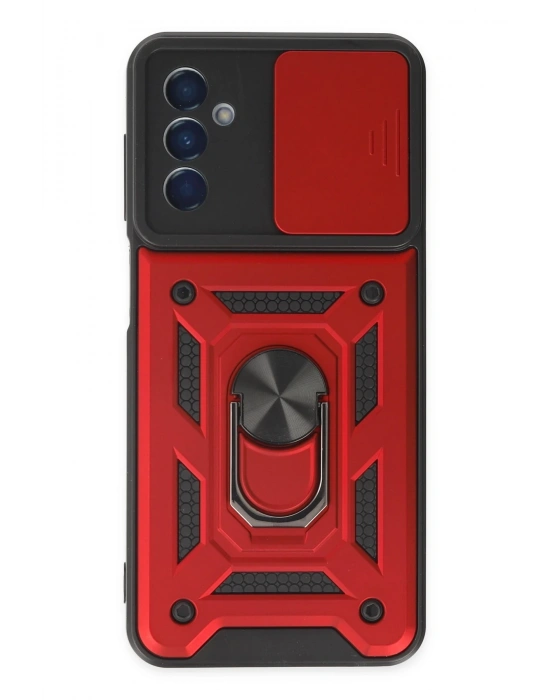 Newface Samsung Galaxy A04S Kılıf Pars Lens Yüzüklü Silikon - Kırmızı