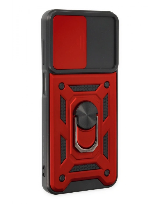 Newface Samsung Galaxy A04S Kılıf Pars Lens Yüzüklü Silikon - Kırmızı