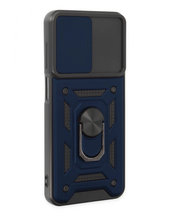 Newface Samsung Galaxy A04S Kılıf Pars Lens Yüzüklü Silikon - Lacivert