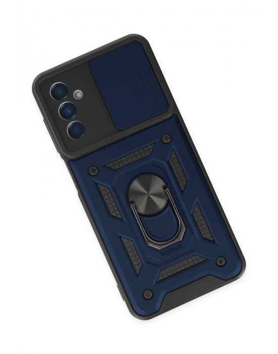 Newface Samsung Galaxy A04S Kılıf Pars Lens Yüzüklü Silikon - Lacivert