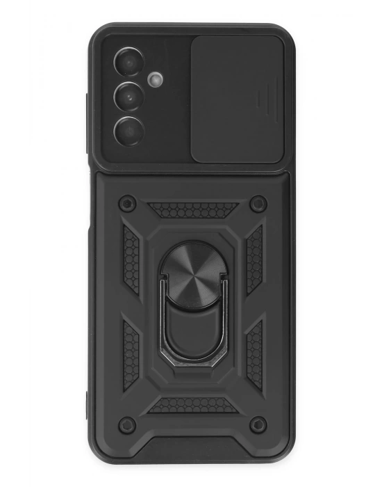 Newface Samsung Galaxy A04S Kılıf Pars Lens Yüzüklü Silikon - Siyah