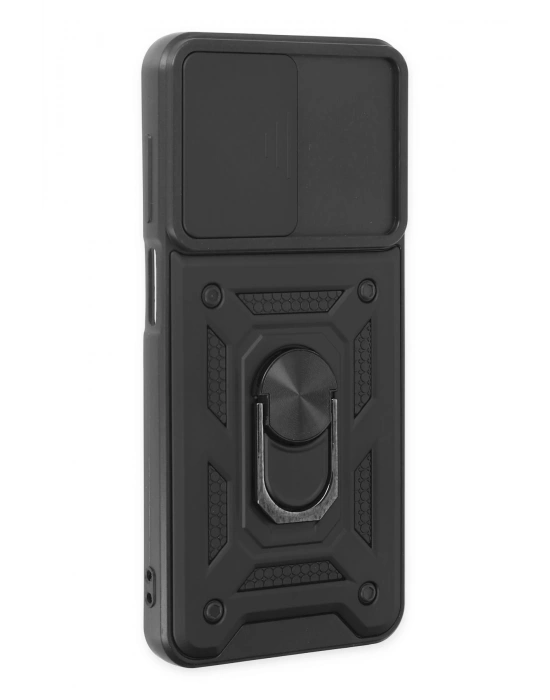 Newface Samsung Galaxy A04S Kılıf Pars Lens Yüzüklü Silikon - Siyah