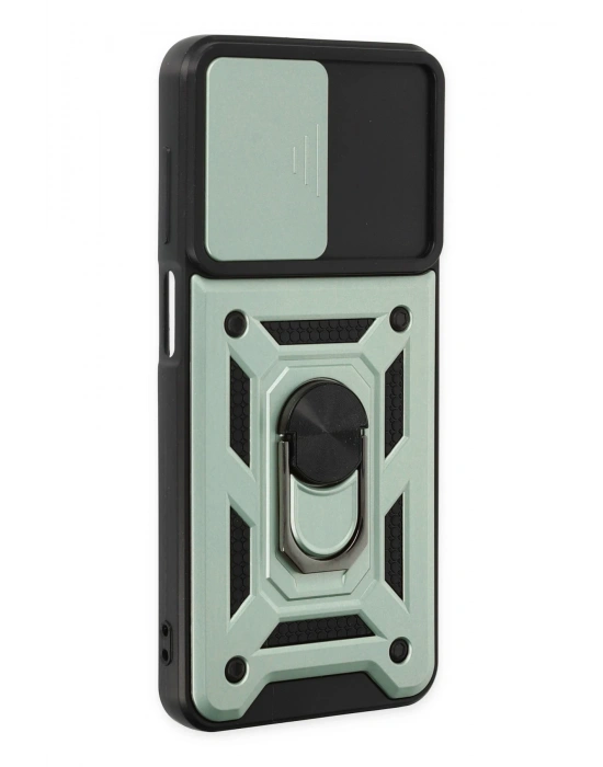 Newface Samsung Galaxy A04S Kılıf Pars Lens Yüzüklü Silikon - Yeşil