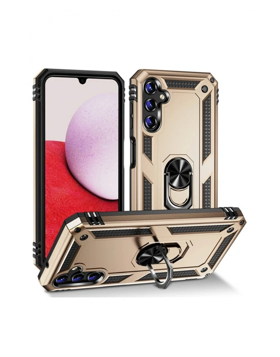 Newface Samsung Galaxy A04S Kılıf Sofya Yüzüklü Silikon Kapak - Gold