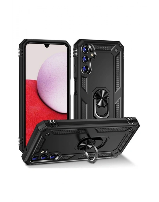 Newface Samsung Galaxy A04S Kılıf Sofya Yüzüklü Silikon Kapak - Siyah