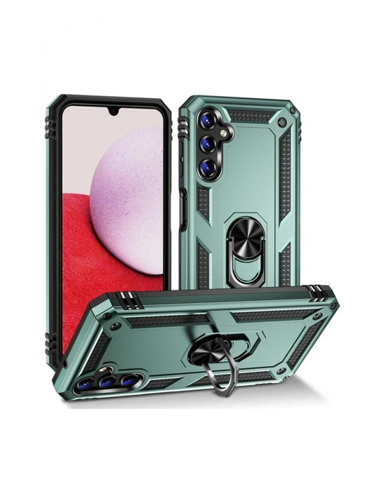 Newface Samsung Galaxy A04S Kılıf Sofya Yüzüklü Silikon Kapak - Yeşil