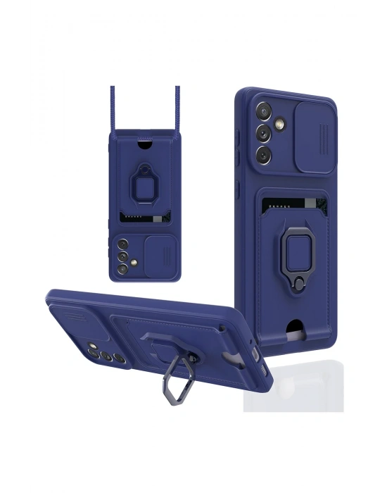 Newface Samsung Galaxy A04S Kılıf Zuma Kartvizitli Yüzüklü Silikon - Lacivert