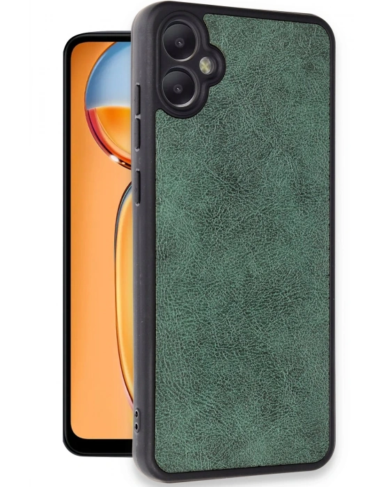 Newface Samsung Galaxy A05 Kılıf Aras Deri Kapak - Koyu Yeşil