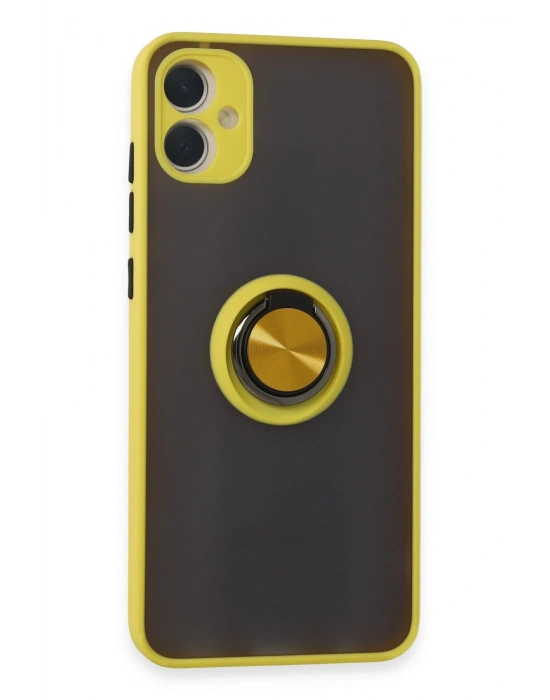 Newface Samsung Galaxy A05 Kılıf Montreal Yüzüklü Silikon Kapak - Sarı