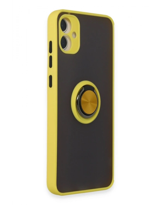 Newface Samsung Galaxy A05 Kılıf Montreal Yüzüklü Silikon Kapak - Sarı