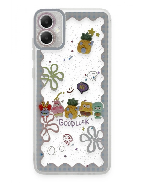 Newface Samsung Galaxy A05 Kılıf Sweet Desenli Silikon Kapak - Açık Mavi