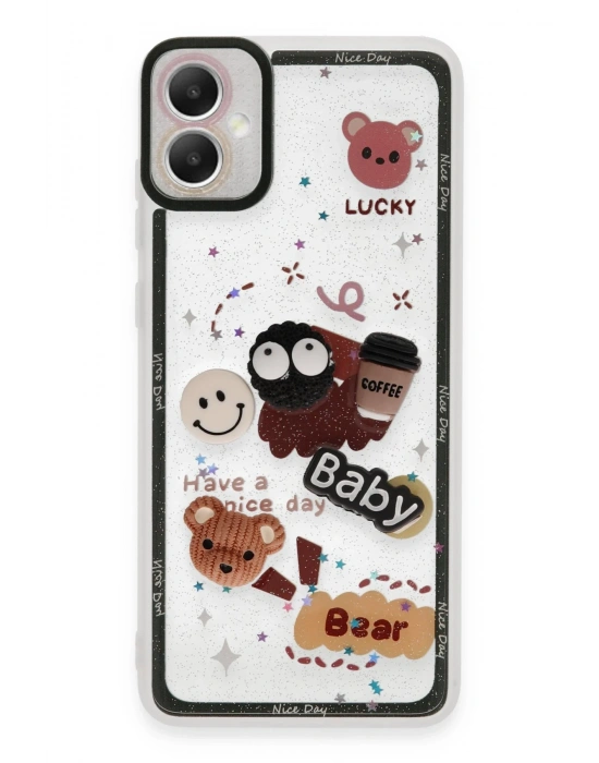 Newface Samsung Galaxy A05 Kılıf Sweet Desenli Silikon Kapak - Sarı