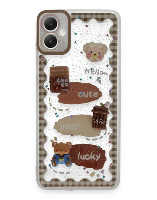 Newface Samsung Galaxy A05 Kılıf Sweet Desenli Silikon Kapak - Şeffaf