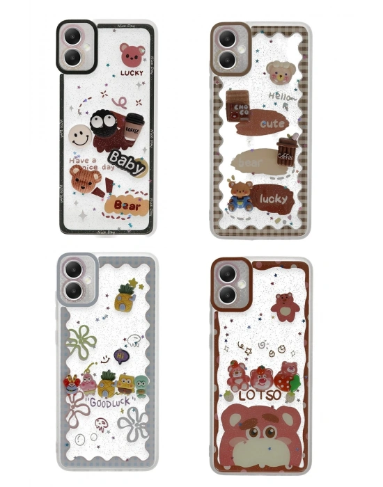 Newface Samsung Galaxy A05 Kılıf Sweet Desenli Silikon Kapak - Şeffaf