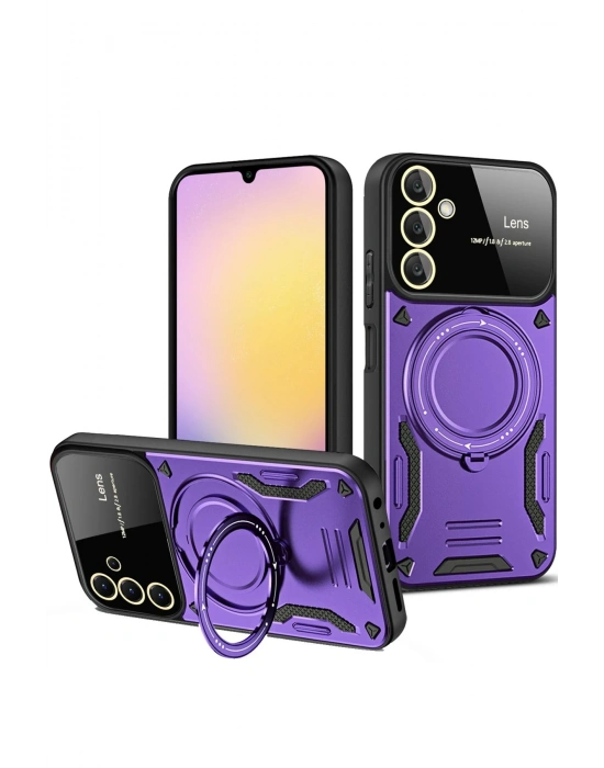 Newface Samsung Galaxy A05S Kılıf Joy Lens Standlı Kapak - Mor