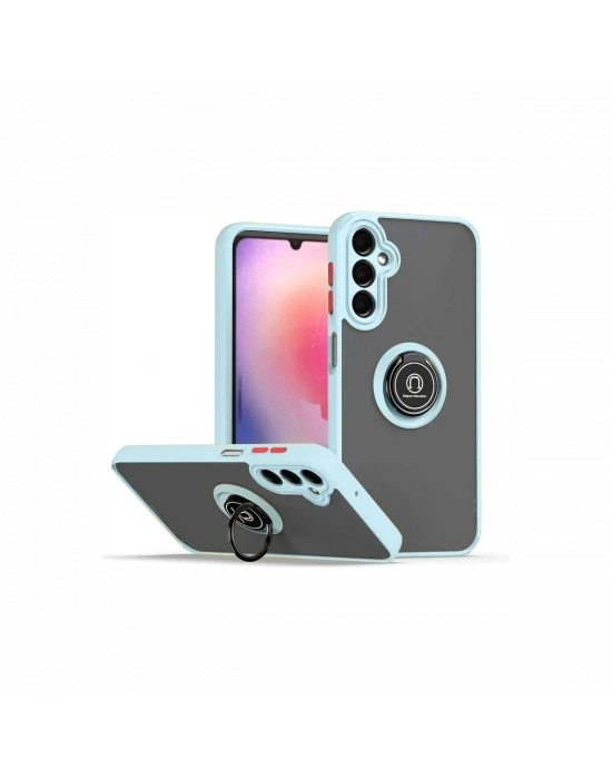 Newface Samsung Galaxy A05S Kılıf Montreal Yüzüklü Silikon Kapak - Buz Mavi