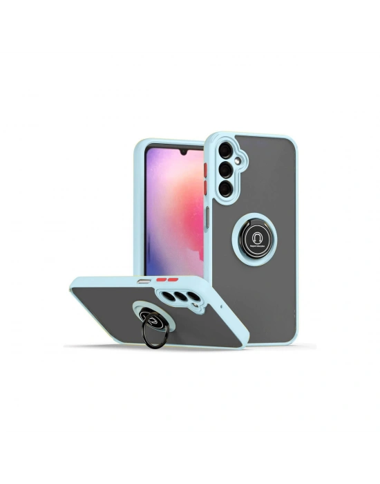 Newface Samsung Galaxy A05S Kılıf Montreal Yüzüklü Silikon Kapak - Buz Mavi